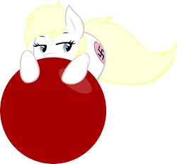 Size: 4000x3697 | Tagged: artist:accu, ball, concerned, derpibooru import, get on the ball, heart, large butt, looking away, lurking, nazi, oc, oc:aryanne, prone, red pill, safe, show accurate, simple background, solo, swastika, transparent background, unofficial characters only, vector