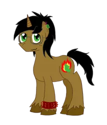 Size: 600x700 | Tagged: safe, artist:elvis-lopez, artist:wildfirethesmug, derpibooru import, oc, oc:wildfire ignitus, unofficial characters only, pony, unicorn, bracelet, earring, freckles, glasses, piercing, spiked wristband