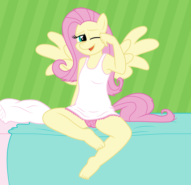 Size: 2351x2276 | Tagged: anthro, artist:liggliluff, artist:tolpain, barefoot, bed, breasts, cameltoe, clothes, delicious flat chest, derpibooru import, feet, flattershy, fluttershy, frilly underwear, messy mane, morning ponies, nightgown, panties, panty shot, pillow, pink underwear, plantigrade anthro, polka dot underwear, questionable, skirt, solo, underwear, upskirt, vector, wingboner