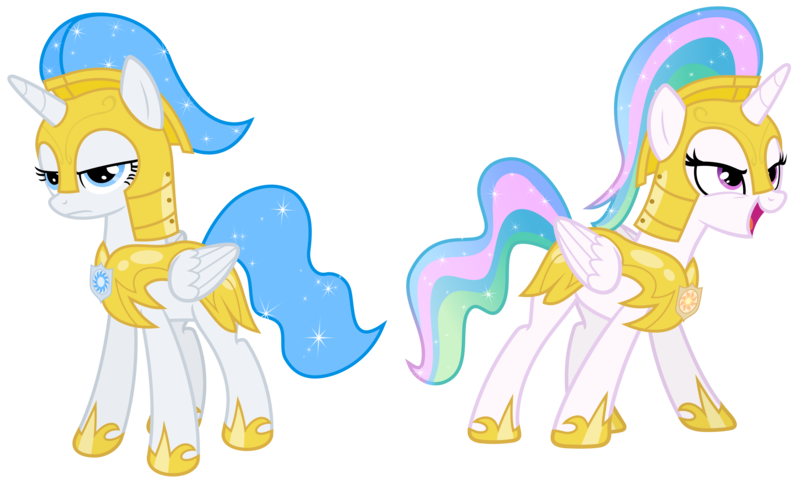 Size: 6000x3600 | Tagged: safe, artist:magister39, derpibooru import, princess celestia, oc, oc:white flare, alicorn, pony, absurd resolution, alicorn oc, armor, frown, glare, guardsmare, open mouth, royal guard, serious face, simple background, smirk, transparent background, vector