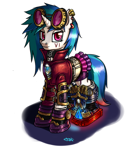 Size: 793x900 | Tagged: artist:ligerstorm, derpibooru import, league of legends, safe, solo, vi, vinyl scratch