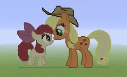 Size: 1280x774 | Tagged: apple bloom, applejack, derpibooru import, minecraft, minecraft pixel art, pixel art, safe