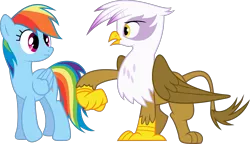 Size: 3417x1965 | Tagged: safe, artist:djdavid98, artist:embersatdawn, derpibooru import, gilda, rainbow dash, gryphon, pony, griffon the brush off, .ai available, .svg available, group, simple background, svg, transparent background, vector
