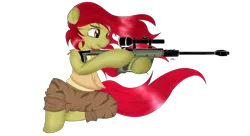 Size: 4098x2234 | Tagged: dead source, safe, artist:saddnesspony, derpibooru import, oc, unofficial characters only, earth pony, pony, female, gun, hooves, mare, optical sight, rifle, simple background, sniper, sniper rifle, solo, transparent background, weapon