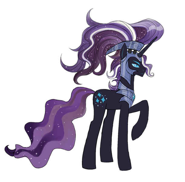 Size: 1748x1714 | Tagged: armor, artist:fiona, derpibooru import, elusive, nightmare elusive, nightmare rarity, rule 63, safe, solo