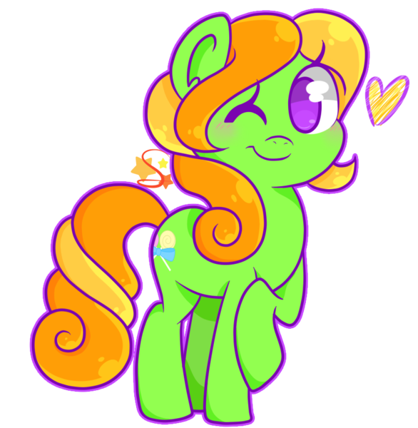 Size: 850x871 | Tagged: safe, artist:mochi--pon, derpibooru import, oc, oc:candy floss, unofficial characters only, earth pony, pony, heart, solo, wink