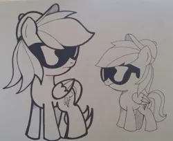 Size: 990x807 | Tagged: safe, artist:patterndream, derpibooru import, rainbow dash, pony, cool, cute, dashabetes, monochrome, sunglasses