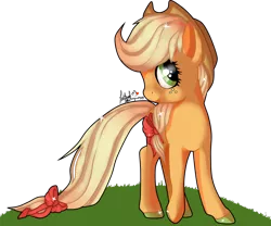 Size: 1024x851 | Tagged: applejack, artist:sofilut, derpibooru import, hair bow, safe, simple background, solo, transparent background