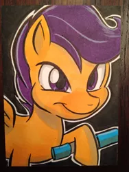 Size: 1024x1365 | Tagged: artist:joshuadraws, derpibooru import, safe, scootaloo, solo, traditional art