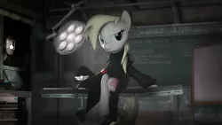 Size: 3000x1687 | Tagged: safe, artist:texas-doughnut, derpibooru import, oc, oc:aryanne, unofficial characters only, earth pony, goat, pony, 3d, armband, basic instinct, bunker, chalkboard, clothes, coat, crossed legs, fallout, fascism, female, game, germany, hat, heart, lamp, looking at you, nazi, noir, raised eyebrow, solo, source filmmaker, steam, steam (software), swastika, table, team captain, uniform