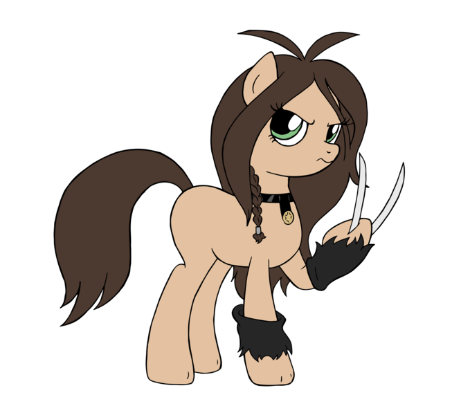 Size: 2500x2296 | Tagged: safe, artist:edcom02, artist:jmkplover, derpibooru import, ponified, earth pony, pony, claws, crossover, laura kinney, marvel, mutant, simple background, spiders and magic: capcom invasion, transparent background, x-23, x-men