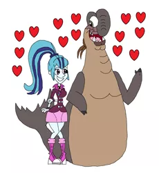 Size: 1825x1985 | Tagged: safe, artist:hunterxcolleen, derpibooru import, sonata dusk, equestria girls, crack shipping, crossover, crossover shipping, elephant seal, flynn, heart, ice age