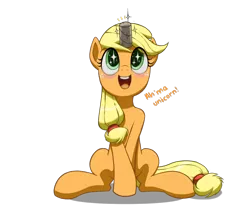 Size: 1300x1100 | Tagged: safe, artist:anearbyanimal, derpibooru import, applejack, pony, cute, fake horn, jackabetes, silly, silly pony, solo, sparkly eyes, toilet paper roll, weapons-grade cute, who's a silly pony