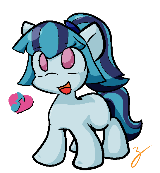 Size: 547x591 | Tagged: safe, artist:zutcha, derpibooru import, sonata dusk, ponified, earth pony, pony, blank flank, cute, cutie mark, filly, happy, heart, looking up, music notes, open mouth, simple background, smiling, solo, sonatabetes, transparent background, younger