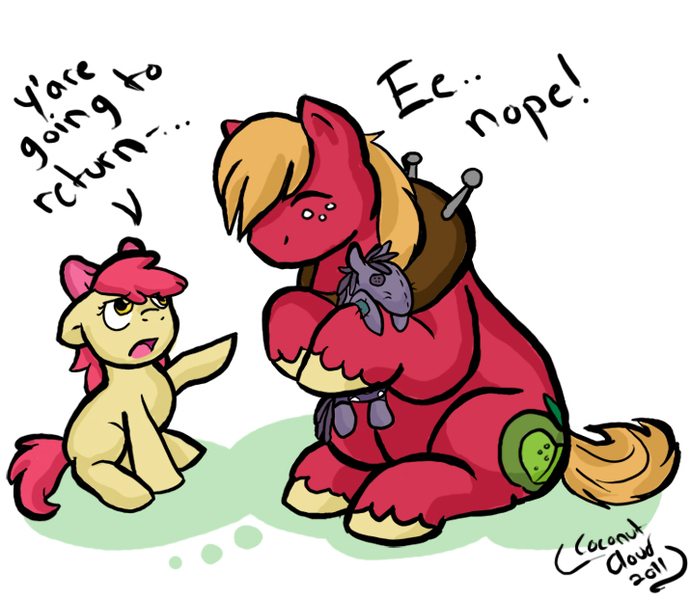 Size: 716x622 | Tagged: safe, artist:veritasket, derpibooru import, apple bloom, big macintosh, smarty pants, earth pony, pony, male, stallion