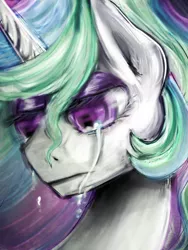 Size: 900x1200 | Tagged: safe, artist:melodybell, derpibooru import, princess celestia, crying, solo