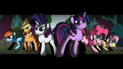 Size: 1920x1080 | Tagged: safe, artist:comic-graffiti, artist:rainbowrage12, derpibooru import, applejack, fluttershy, pinkie pie, rainbow dash, rarity, twilight sparkle, twilight sparkle (alicorn), alicorn, pony, female, mane six, mare, scared