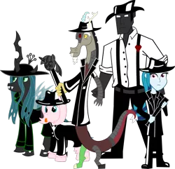 Size: 2601x2511 | Tagged: safe, artist:jewelsfriend, derpibooru import, discord, queen chrysalis, sonata dusk, oc, oc:fluffle puff, equestria girls, clubs deuce, crossover, diamonds droog, hearts boxcars, homestuck, midnight crew, snowman (homestuck), spades slick, twilight scepter