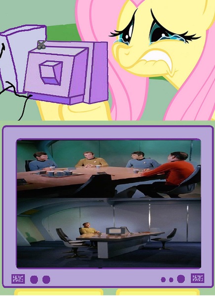 Size: 1124x1546 | Tagged: death, deforest kelley, derpibooru import, exploitable meme, feels, fluttershy, james doohan, james t kirk, leonard mccoy, leonard nimoy, meme, montgomery scott, obituary, obligatory pony, safe, spock, star trek, tearjerker, tv meme, william shatner, wrong aspect ratio