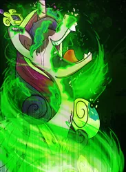 Size: 1600x2187 | Tagged: artist:dracojayproduct, comic:lunar isolation, derpibooru import, evil laugh, green magic, princess cadance, queen chrysalis, semi-grimdark, transformation