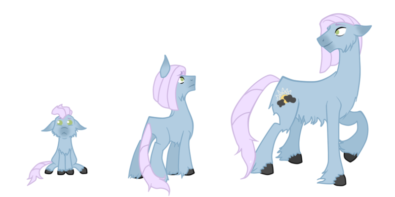 Size: 1000x500 | Tagged: age progression, artist:castorochiaro, chart, comparison, derpibooru import, foal, hybrid, interspecies offspring, oc, oc:steadfast, offspring, parent:fluttershy, parent:iron will, parents:ironshy, safe, unofficial characters only