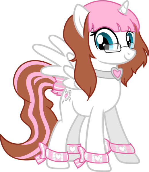 Size: 4328x5000 | Tagged: safe, artist:xboomdiersx, derpibooru import, oc, oc:usagi, unofficial characters only, alicorn, pony, absurd resolution, alicorn oc, bow, female, glasses, mare, simple background, solo, tail bow, transparent background, vector