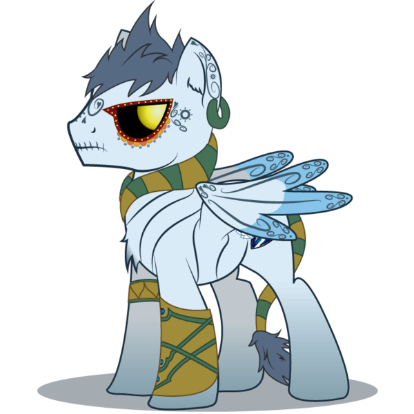 Size: 600x600 | Tagged: safe, artist:mr-chaoz, derpibooru import, oc, oc:chaos, unofficial characters only, pegasus, pony, alternate design, dia de los muertos, solo