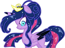 Size: 947x697 | Tagged: safe, artist:lora-does-ponies, derpibooru import, oc, oc:moonlight serenade, unofficial characters only, alicorn, pony, alicorn oc, big mane, colored wings, colored wingtips, female, magical lesbian spawn, mare, offspring, parent:nightmare moon, parent:twilight sparkle, parents:twimoon, solo