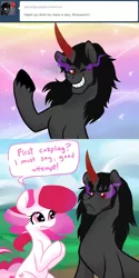 Size: 700x1400 | Tagged: safe, artist:peachiekeenie, derpibooru import, king sombra, plumsweet, ask plumsweet, ask, comic, tumblr