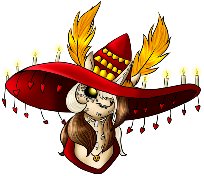 Size: 1024x880 | Tagged: artist:baffleddingo, derpibooru import, dia de los muertos, la muerte, ponified, safe, simple background, solo, the book of life, transparent background