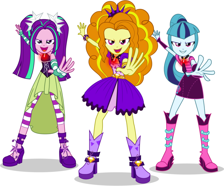Size: 10475x8700 | Tagged: safe, artist:caliazian, derpibooru import, adagio dazzle, aria blaze, sonata dusk, equestria girls, rainbow rocks, .ai available, absurd resolution, amulet, boots, looking at you, necklace, open mouth, shoes, simple background, singing, sleeveless, the dazzlings, transparent background, vector, welcome to the show