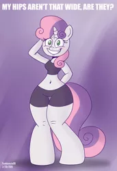 Size: 2728x4000 | Tagged: anthro, artist:scobionicle99, ask nudist sweetie belle, belly button, derpibooru import, midriff, safe, solo, sweetie belle, wide hips