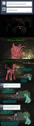 Size: 1200x4387 | Tagged: artist:yenamuffin, ask, derpibooru import, fallout equestria, female, filly, flashback, helmet, mutant, no eyes, oc, oc:blossom, oc:taint fare, post-apocalyptic, recycle bin, sad, semi-grimdark, tentacles, tumblr, tumblr comic, unofficial characters only, wires