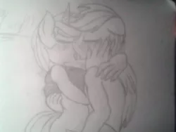 Size: 480x360 | Tagged: suggestive, derpibooru import, oc, oc:platinum solitaire, unofficial characters only, anthro, courageous wind, kissing, monochrome, passion, tongue sucking, traditional art