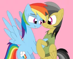 Size: 1138x916 | Tagged: safe, artist:hyolark, derpibooru import, daring do, rainbow dash, bedroom eyes