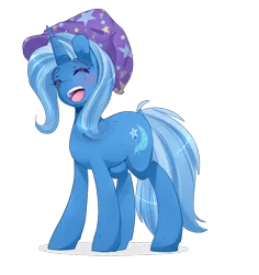 Size: 850x900 | Tagged: safe, artist:camellia, derpibooru import, trixie, pony, unicorn, blushing, female, happy, mare, smiling, solo