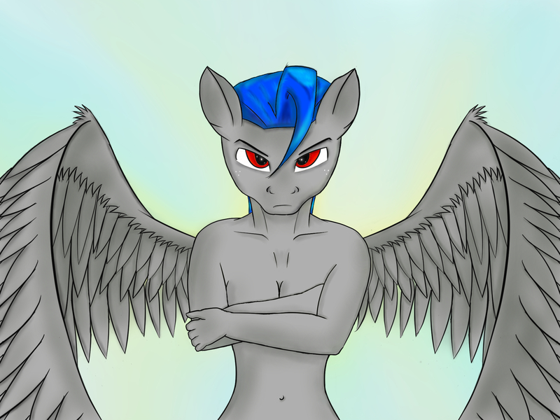 Size: 2000x1500 | Tagged: anthro, anthro oc, artist:marcoon1305, derpibooru import, oc, oc:starlight storm, pegasus, safe, solo, unofficial characters only, wings