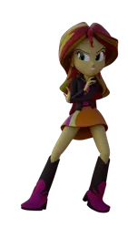 Size: 1080x1920 | Tagged: dead source, safe, artist:3d thread, artist:creatorofpony, derpibooru import, sunset shimmer, equestria girls, /mlp/, 3d, 3d model, blender, boots, clothes, disgusted, filthy casual, jacket, shirt, simple background, skirt, solo, transparent background