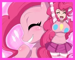 Size: 900x720 | Tagged: artist:ninja-8004, artist:ninjaninjanoob23, breasts, busty pinkie pie, clothes, derpibooru import, edit, female, human, humanized, pinkie pie, safe, skirt, tailed humanization