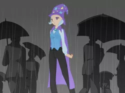 Size: 7033x5222 | Tagged: absurd resolution, artist:drewdini, derpibooru import, human, humanized, rain, safe, trixie