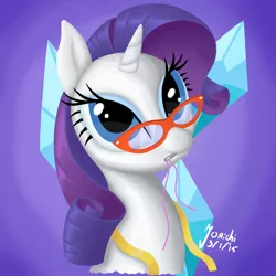 Size: 2000x2000 | Tagged: safe, artist:jorichi, derpibooru import, rarity, pony, unicorn, bust, digital art, glasses, solo