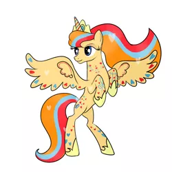 Size: 1200x1200 | Tagged: safe, artist:cwossie, derpibooru import, oc, oc:avaya ridatrane, unofficial characters only, alicorn, pony, alicorn oc, princess, rainbow power, rainbow power-ified, solo