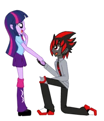 Size: 1024x1191 | Tagged: safe, artist:ferrokiva, derpibooru import, twilight sparkle, equestria girls, commission, crossover, crossover shipping, equestria girls-ified, shadow the hedgehog, shadtwi, sonic the hedgehog (series)