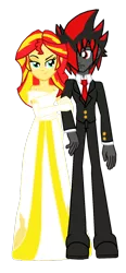 Size: 744x1600 | Tagged: safe, artist:ferrokiva, derpibooru import, sunset shimmer, equestria girls, commission, crossover, crossover shipping, equestria girls-ified, marriage, married, married couple, shadow the hedgehog, sonic the hedgehog (series)