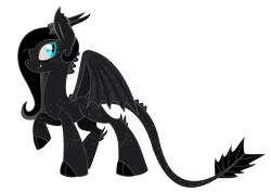 Size: 1169x827 | Tagged: artist:sketchy brush, black fur, derpibooru import, dracony, dragon, dragon wings, female, hybrid, longma, oc, oc:selene, safe, sketchy brush, unofficial characters only, wings