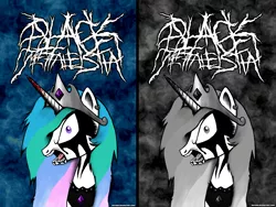 Size: 4096x3072 | Tagged: artist:rik4100, black metal, corpse paint, metal, metalestia, princess celestia, safe