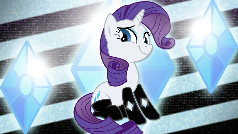 Size: 1366x768 | Tagged: safe, artist:boem777, artist:rainbowkipz, derpibooru import, rarity, pony, unicorn, clothes, cutie mark, female, mare, smiling, socks, solo, vector, wallpaper