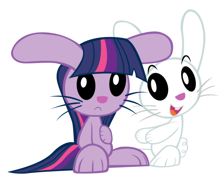 Size: 4000x3302 | Tagged: safe, artist:boulderthedragon, artist:doctorraz, derpibooru import, angel bunny, twilight sparkle, rabbit, bunnified, simple background, species swap, transparent background, vector