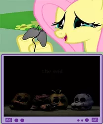 Size: 500x600 | Tagged: bonnie, chica, derpibooru import, ending, exploitable meme, five nights at freddy's, five nights at freddy's 3, fluttershy, foxy, freddy fazbear, good end, meme, obligatory pony, safe, tv meme