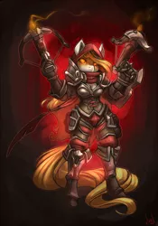 Size: 840x1200 | Tagged: anthro, armor, artist:atryl, clothes, cosplay, crossbow, crossover, demon hunter, derpibooru import, diablo 3, female, oc, oc:sugar beet, safe, solo, unguligrade anthro, unofficial characters only